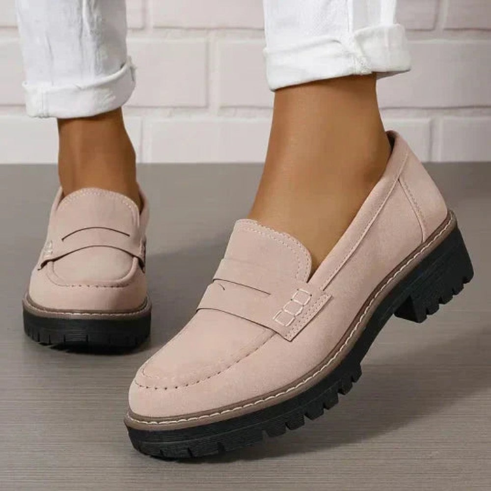 Belmooro Women's Suede-Feel Slip-On Moccasins with Cushioned Comfort Insole - Pink