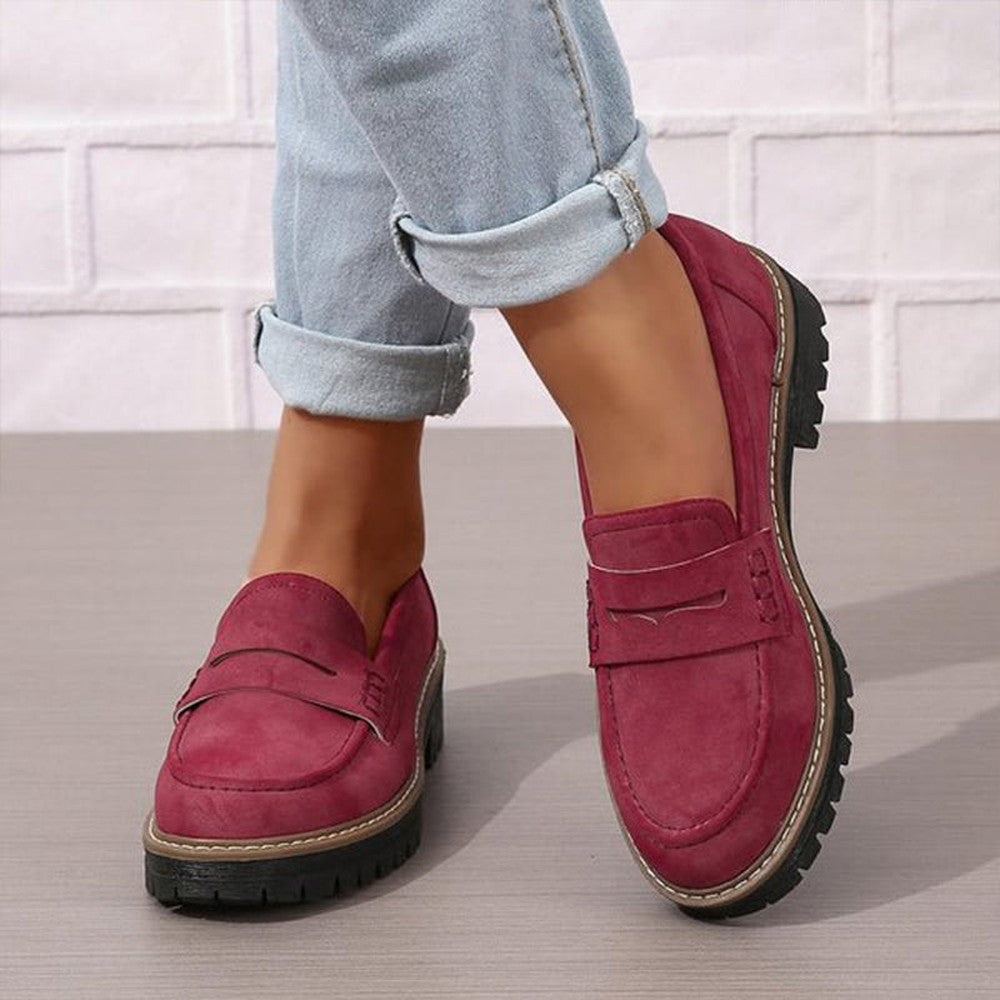 Belmooro Women's Suede-Feel Slip-On Moccasins with Cushioned Comfort Insole - Red
