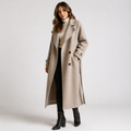 Women's Wool Blend Overcoat - Beige