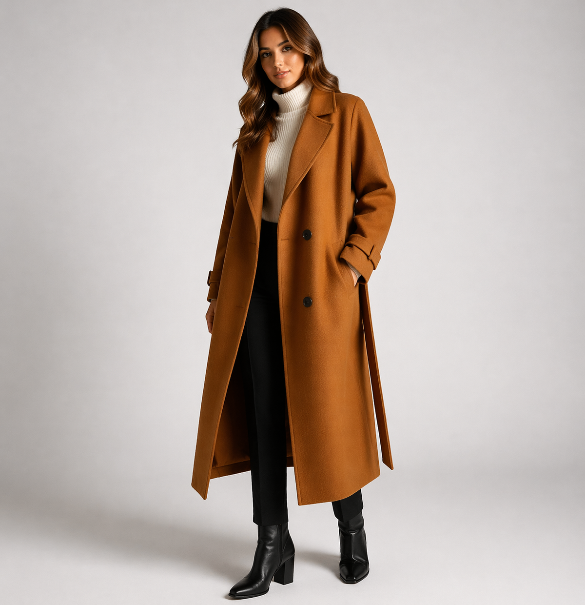 Women's Wool Blend Overcoat - Camel